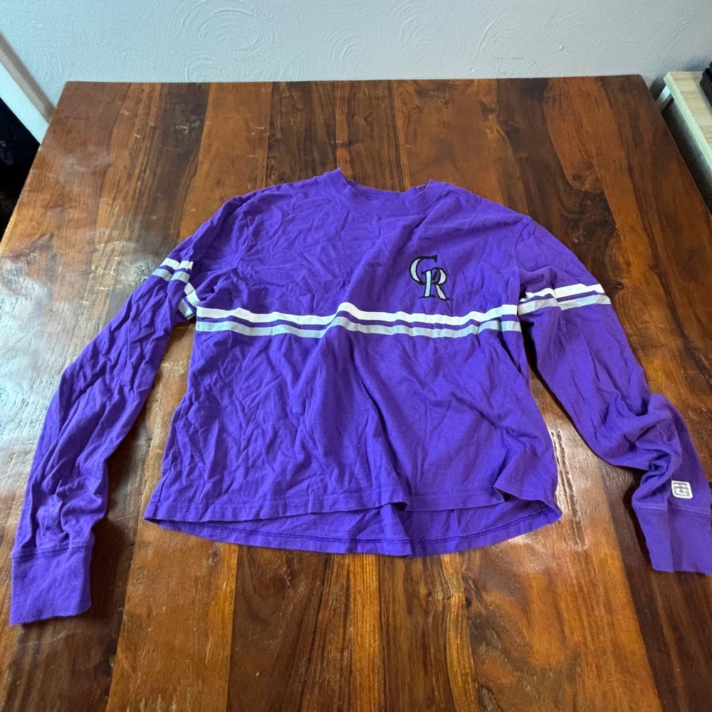 Tailgate Colorado Rockies Womens Purple Long Sleeve Striped T-Shirt Small MLB